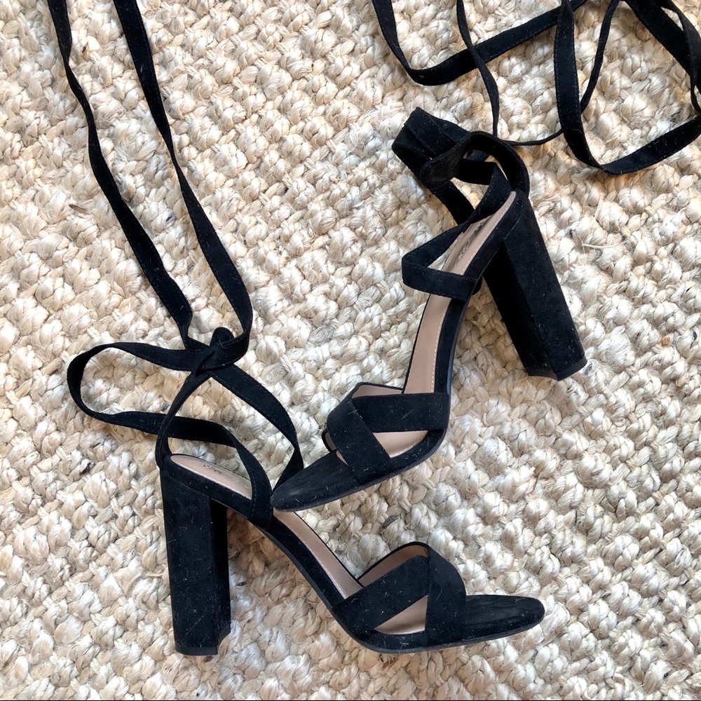 Faux Suede Strappy Sandals